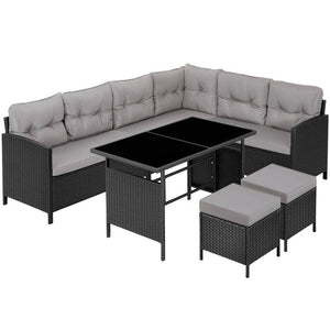 Rattan Lounge Barletta schwarz/grau