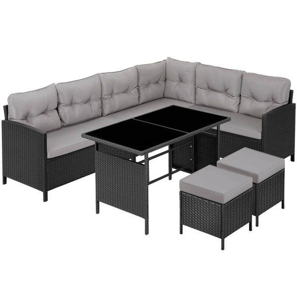 Rattan Lounge Barletta schwarz/grau