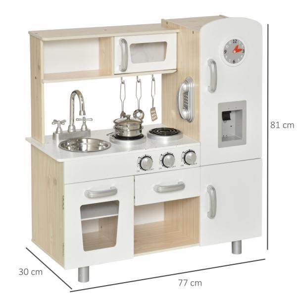 Kinderküche mit viel Zubehör Spielküche Kiefer MDF Weiss
