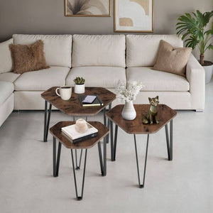 Beistelltisch-Set Torquay Industrial Holz dunkel, rustikal