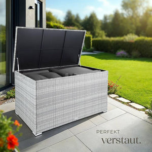 Auflagenbox mit Aluminiumgestell Oslo, 145x82,5x79,5cm - hellgrau