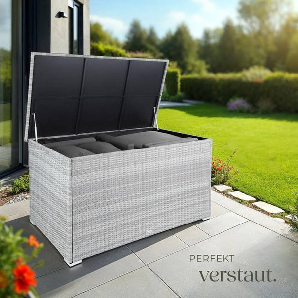 Auflagenbox mit Aluminiumgestell Oslo, 145x82,5x79,5cm - hellgrau
