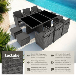 Aluminium Rattan Sitzgruppe New York 6+4+1, grau