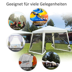 Gartenpavillon Pavillon Festzelt Partyzelt wetterfest Zelt mit Moskitonetz Cremeweiss 3x3 m