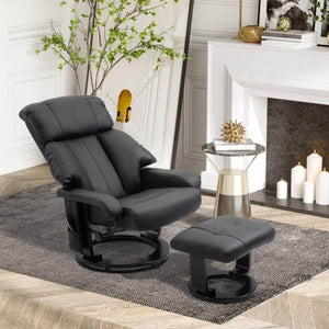Relaxliege mit Liegefunktion Fernsehsessel mit Hocker Massage Schwarz