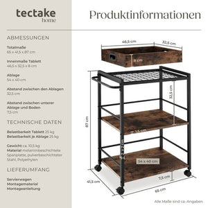 Servierwagen Worcester Industrial Holz dunkel, rustikal