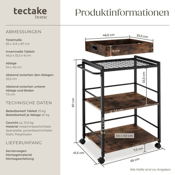 Servierwagen Worcester Industrial Holz dunkel, rustikal