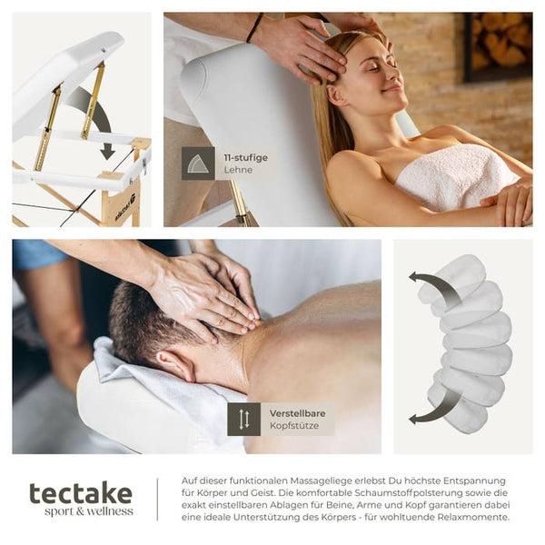 3 Zonen Massageliege weiss