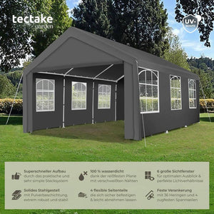 Garten Pavillon 6x4m mit 4 Seitenteilen grau