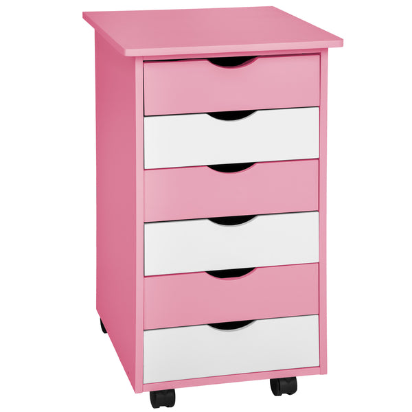 Rollcontainer aus Holz, rosa