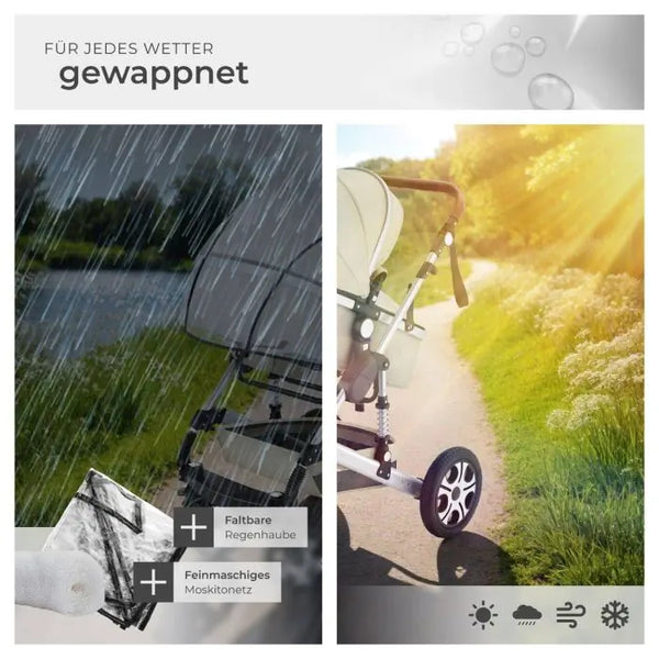 Kombi-Kinderwagen Mats klappbar mit 5-Punkt-Gurt grau/beige
