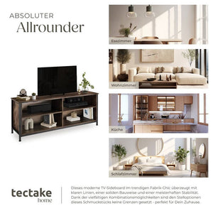 Sideboard Navan 147x41x60,5cm Industrial dunkelbraun