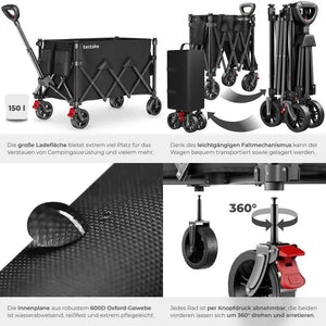 Bollerwagen RollRider faltbar mit Teleskopgriff 150 L schwarz
