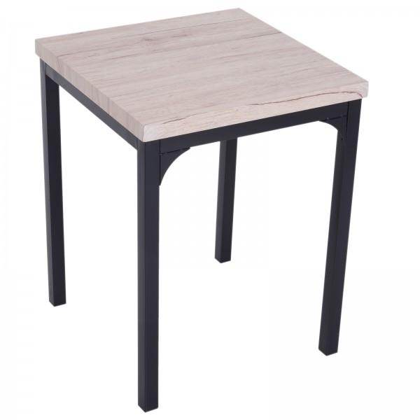 3-teilige Essgruppe Holztisch Naturholzoptik + Schwarz