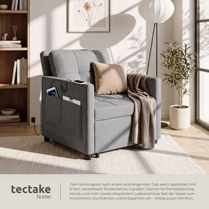 Schlafsessel Toyama 3in1 mit verstellbarer Rückenlehne grau