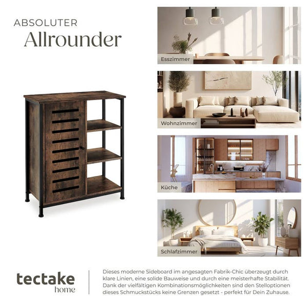 Sideboard 71x32x82cm Industrial dunkelbraun Türanschlag links