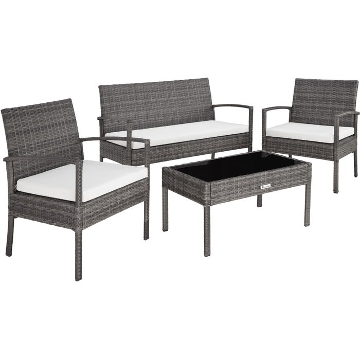 Salon de jardin Sparta 3+1 en rotin gris