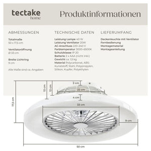 LED Deckenleuchte Storm mit Ventilator dimmbar weiss