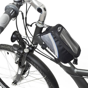 Fahrradtasche mit Rahmen-Befestigung für Smartphones schwarz/grau/blau 18 x 8,5 x 8,5 cm