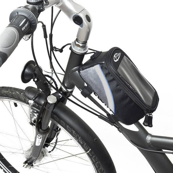 Fahrradtasche mit Rahmen-Befestigung für Smartphones schwarz/grau/blau 18 x 8,5 x 8,5 cm