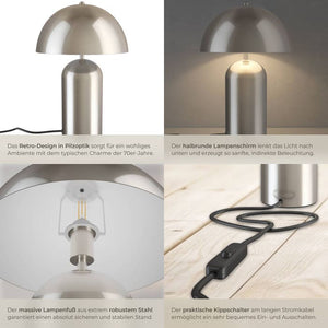Retro-Tischlampe Altea Nickel matt