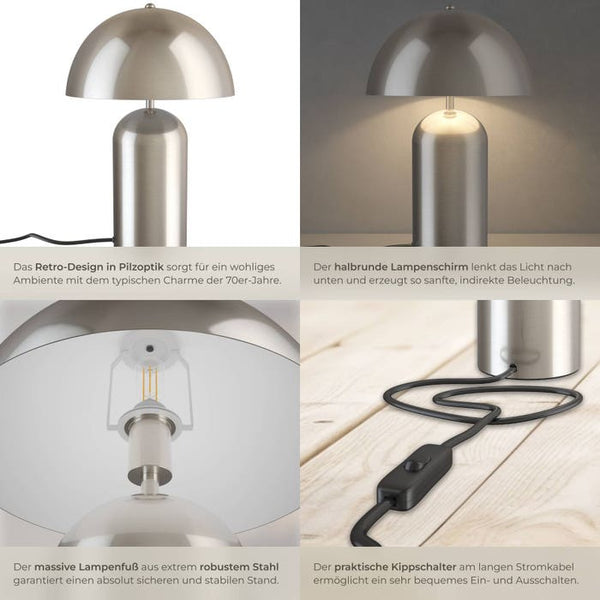 Retro-Tischlampe Altea Nickel matt