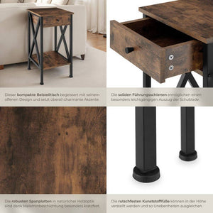 Beistelltisch Dayton Industrial Holz dunkel, rustikal
