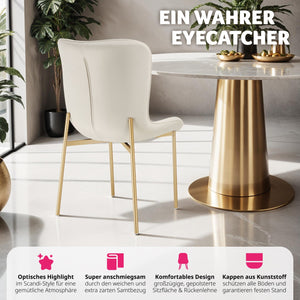 Polsterstuhl Tessa Samt beige/gold pro Stück