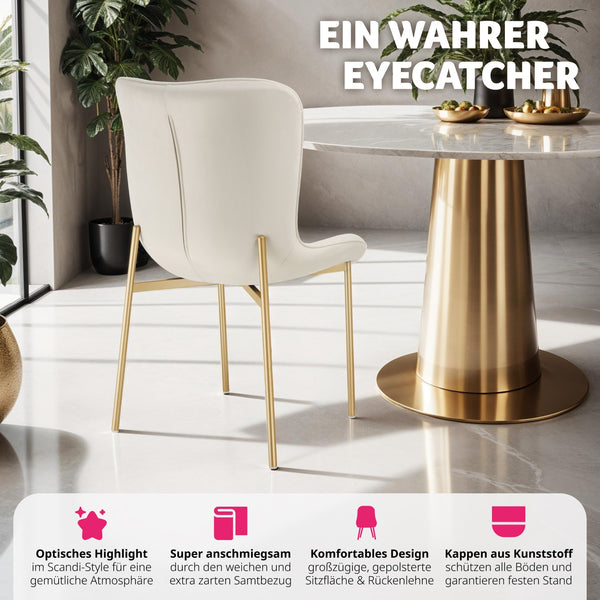 Polsterstuhl Tessa Samt beige/gold pro Stück