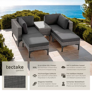 Rattan Lounge mit Aluminiumgestell Bellaria grau