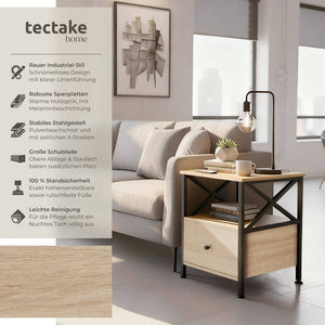 Nachttisch Falkirk Industrial Holz hell, Eiche Sonoma