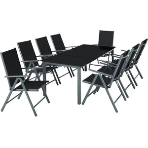 Aluminium Sitzgruppe 8+1 - dunkelgrau