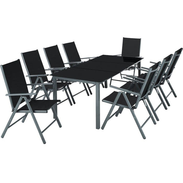 Aluminium Sitzgruppe 8+1 - dunkelgrau