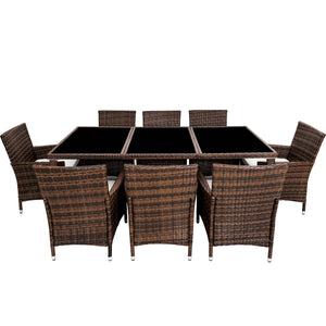 Aluminium Rattan Sitzgruppe Monaco 8+1 schwarz/braun