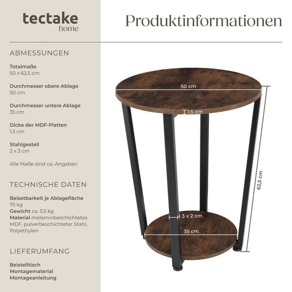 Beistelltisch Swindon Industrial Holz dunkel, rustikal