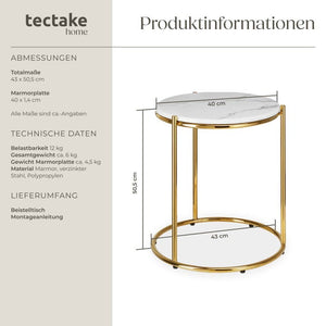 Beistelltisch Ellsa weiß/gold pro Stück