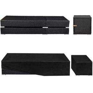 2er Set Aluminium Rattan Sonnenliegen schwarz