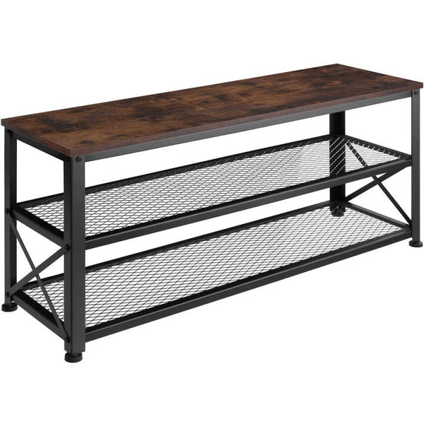 Schuhregal Blackpool Industrial Holz dunkel, rustikal