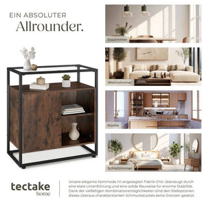 Kommode Conventry 70x38x80,5cm Industrial dunkelbraun