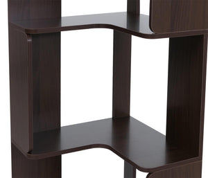 Eck-Bücherregal Eckregal Standregal Wohnregal 5 Ebenen 175x40x40cm Walnuss-Optik
