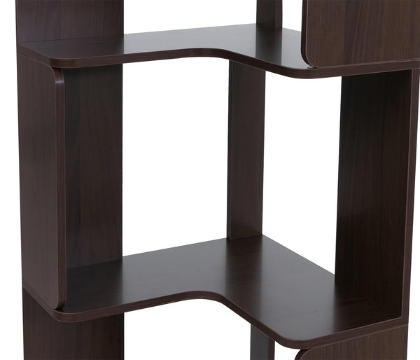 Eck-Bücherregal Eckregal Standregal Wohnregal 5 Ebenen 175x40x40cm Walnuss-Optik