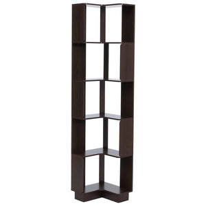 Eck-Bücherregal Eckregal Standregal Wohnregal 5 Ebenen 175x40x40cm Walnuss-Optik