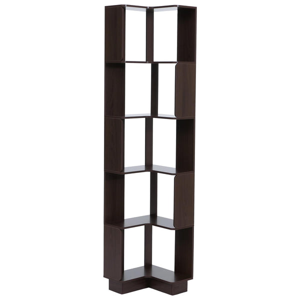 Eck-Bücherregal Eckregal Standregal Wohnregal 5 Ebenen 175x40x40cm Walnuss-Optik