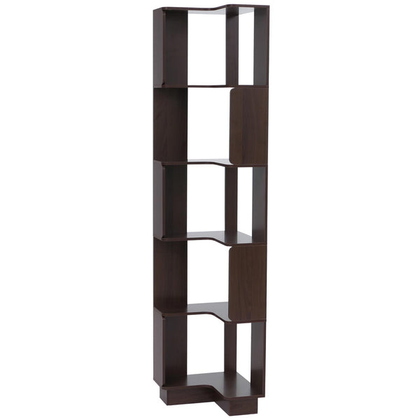 Eck-Bücherregal Eckregal Standregal Wohnregal 5 Ebenen 175x40x40cm Walnuss-Optik