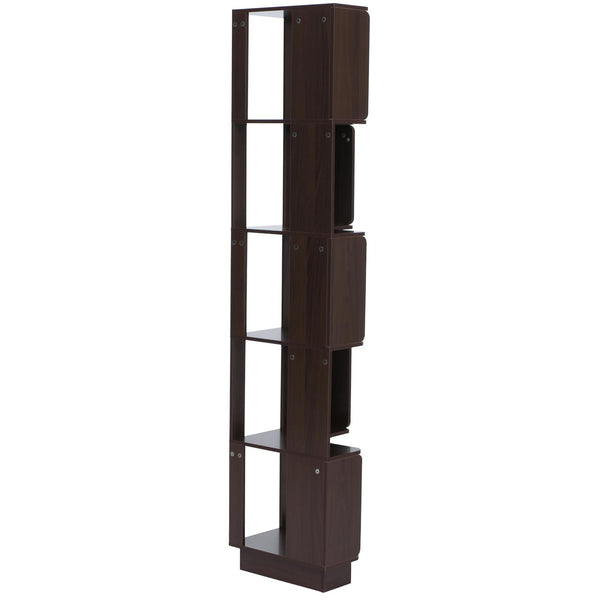 Eck-Bücherregal Eckregal Standregal Wohnregal 5 Ebenen 175x40x40cm Walnuss-Optik