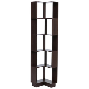 Eck-Bücherregal Eckregal Standregal Wohnregal 5 Ebenen 175x40x40cm Walnuss-Optik