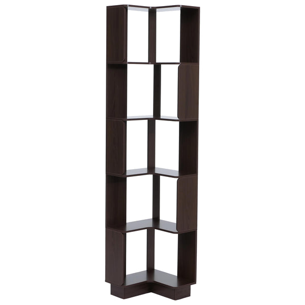 Eck-Bücherregal Eckregal Standregal Wohnregal 5 Ebenen 175x40x40cm Walnuss-Optik
