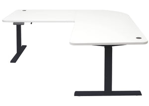 Stehpult Eck-Schreibtisch elektrisch höhenverstellbar mit Memory Weiss-schwarz
