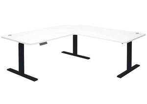 Stehpult Eck-Schreibtisch elektrisch höhenverstellbar mit Memory Weiss-schwarz