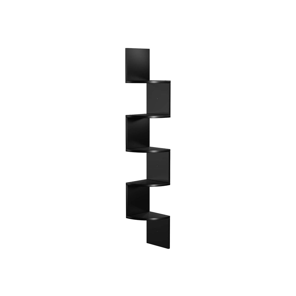 Mensola angolare, 5 ripiani, mensola da parete, a zigzag, marrone
